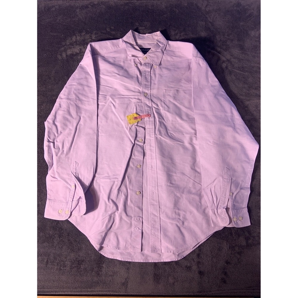 Naturalife Men's Button-Down L Purple Oxford Cloth Texture Button Sleeve Down